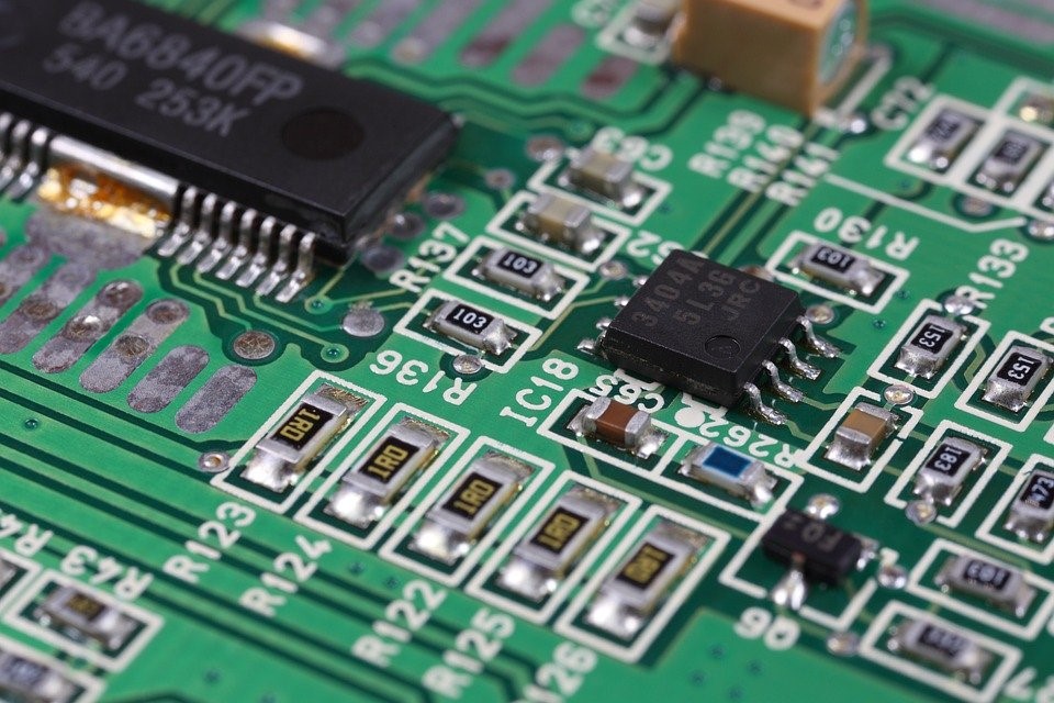A circuit board with components