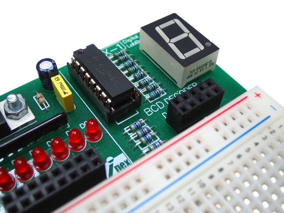 A PCB with through-hole mounting