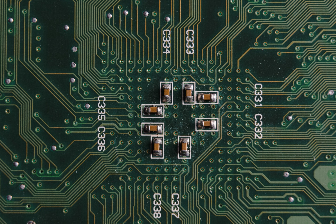 top down view of a printed circuit board