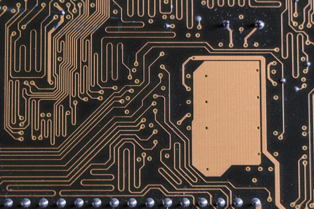 Black and gold circuit board